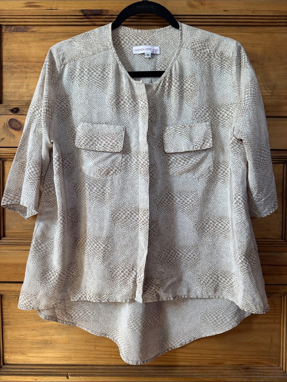 Amanda Uprichard silk snake-print blouse with a high-low hem Small